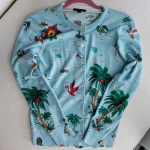 J Crew Jackie Cardigan vintage Florida Print